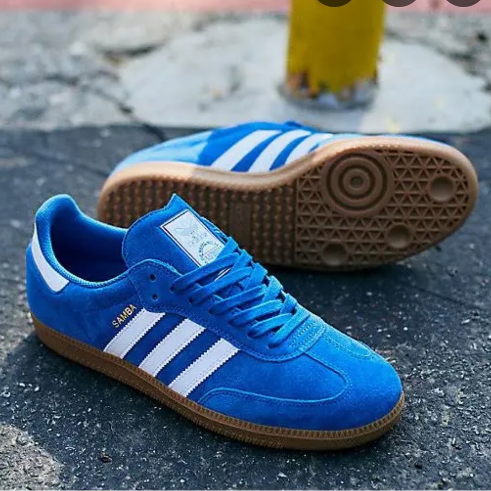 ADIDAS Samba ADV Blue Suede with White Stripes and Gum Sole